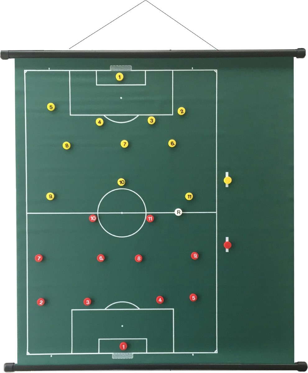 94 x 105 cm - Oprolbaar magnetisch coachbord voetbal